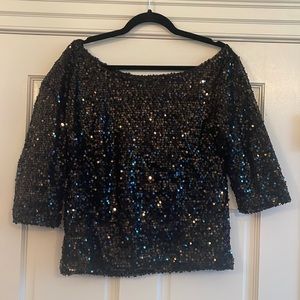 NWOT black sequin top - 🔆 three-quarter sleeve beautiful